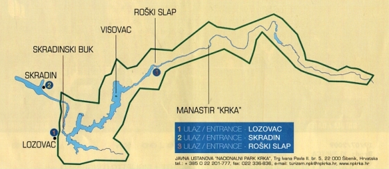 Mapka národního parku Krka